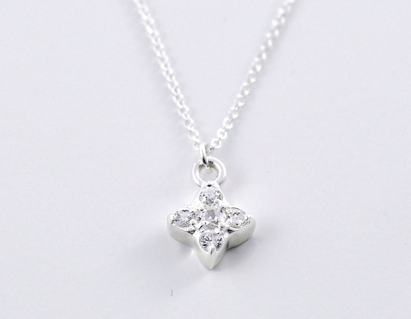 Starburst - sterling crystal pave star charm necklace - simple bridal or everyday jewelry