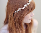 Bridal hair vine, headband, gold and crystal - Enchanted floral and crystal hair vine - Style 335 - Ready to Ship