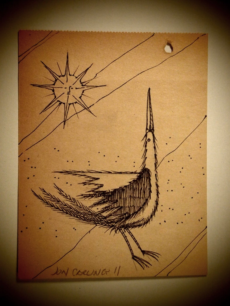 Original Drawing - drying bird