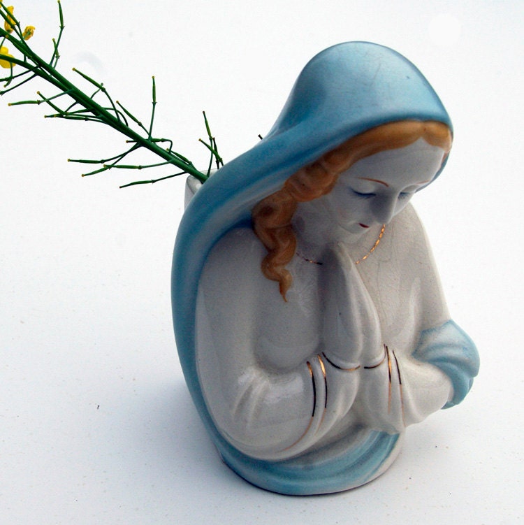 Vintage Madonna Planter Vase, 6''
