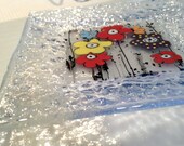 Fused Glass Dish: Cartoon Flower Bouquet 2