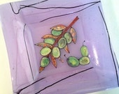 Fused Glass Dish: Lavender Plate with Green Olives