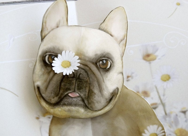 Pushing Up Daisies French Bulldog Pop Up Card