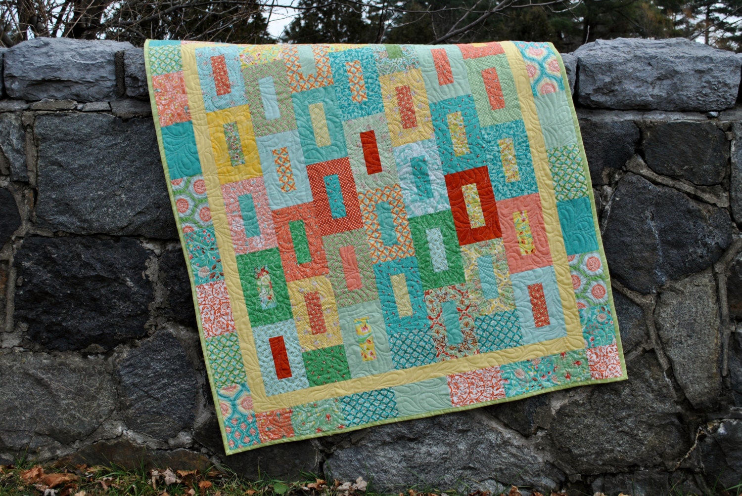 PDF Quilt Pattern.....Layer Cake, Fat Quarter and Fat Eigth friendly, ..Baby and Large Lap size, Falling into Place