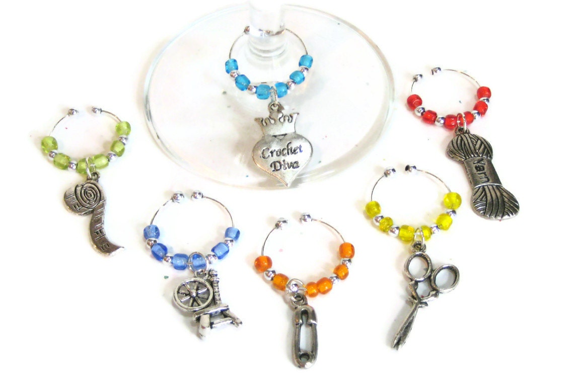 Crochet Wine Charms - FREE SHIPPING