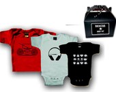 Punk Rock Baby 80's Girl or Boy Box Set  you choose images romper one piece t-shirt layette red black and white