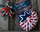 Quilted Heart Patriotic Flag Ornament Decoration