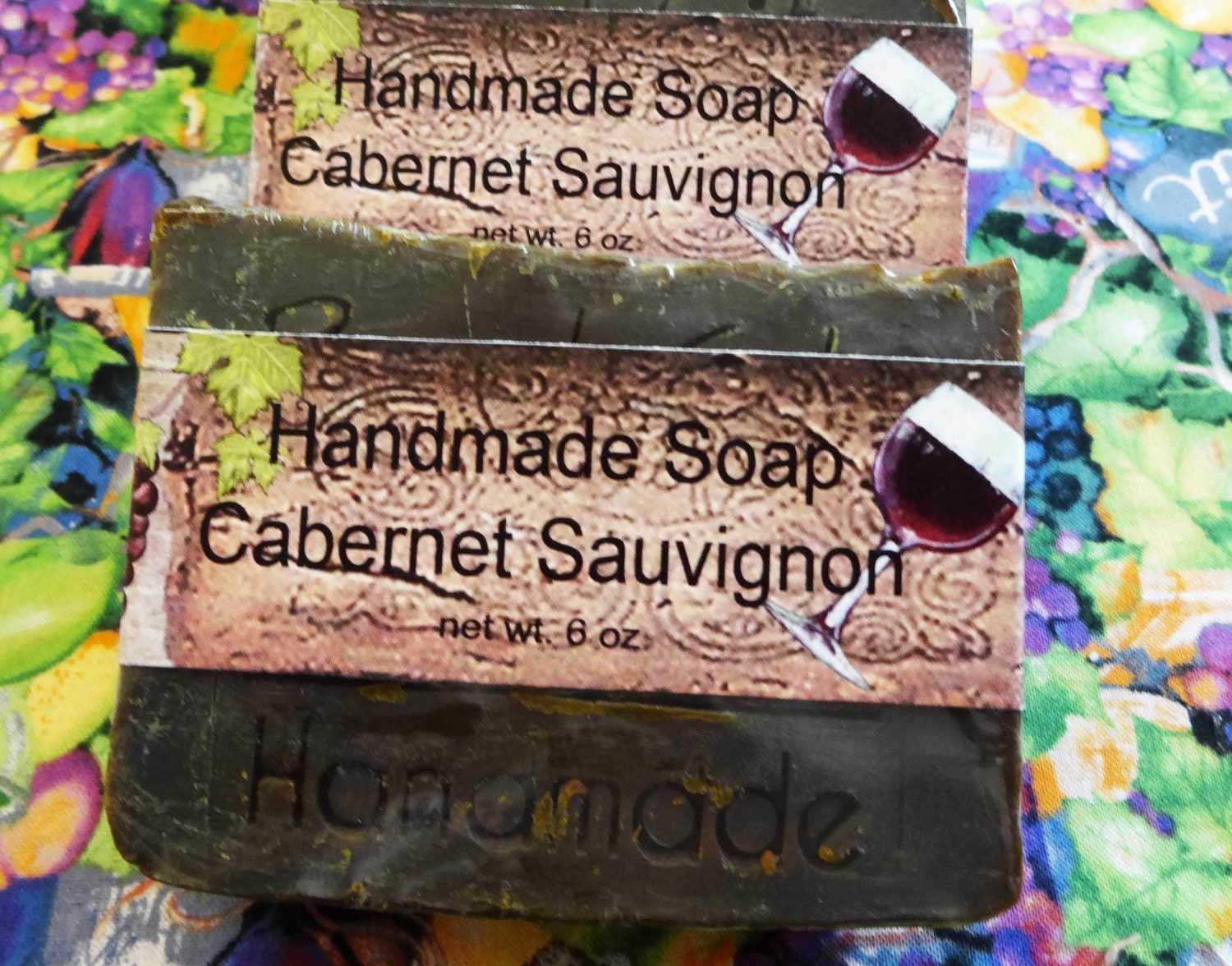 Cabernet Sauvignon Wine Handmade Soap Cold Process Jumbo Bar with Raw Unfiltered Beeswax