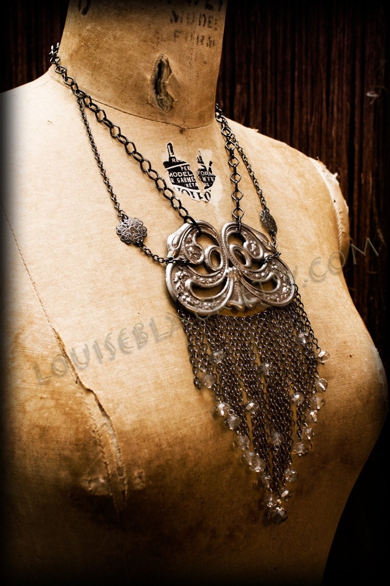 LAST ONE. Art Nouveau Waterfall Necklace by Louise Black