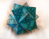 Blue Goldfish Pattern Geometric Origami- geometric star origami with goldfish