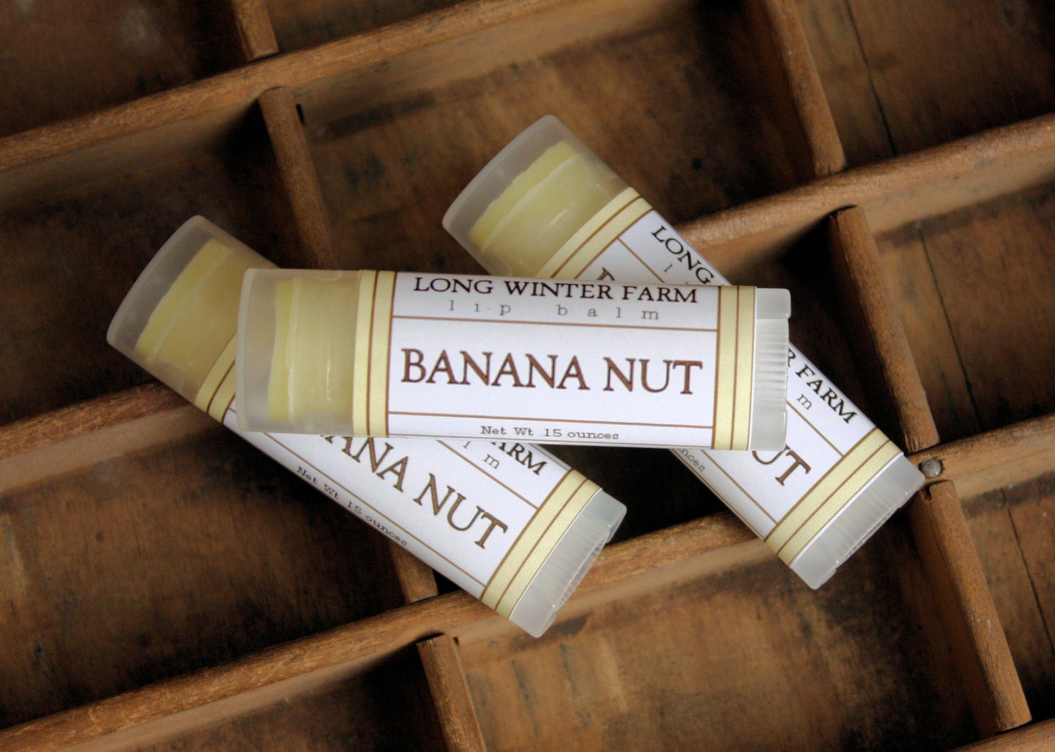 Banana Nut Lip Balm - One Tube Beeswax Shea Cocoa Butter Jojoba