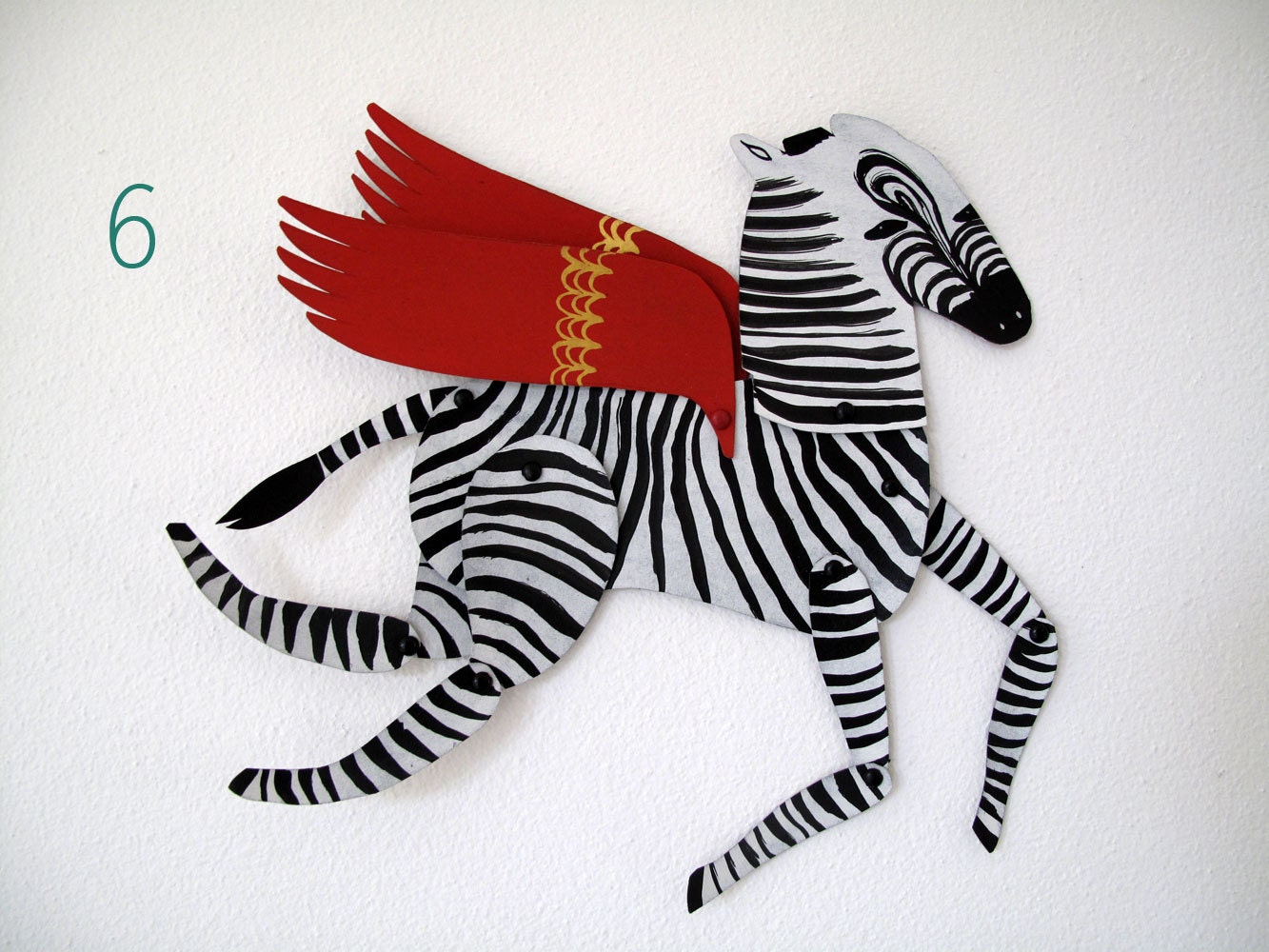 Ziggy the Zebra /  Horse Articulated Decoration  / Hinged Beasts Series