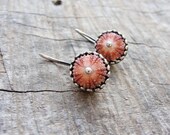 Pink Sterling silver Sea urchin Earrings