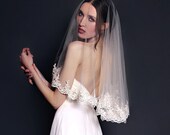 Alençon Lace Bridal Veil shorter Version