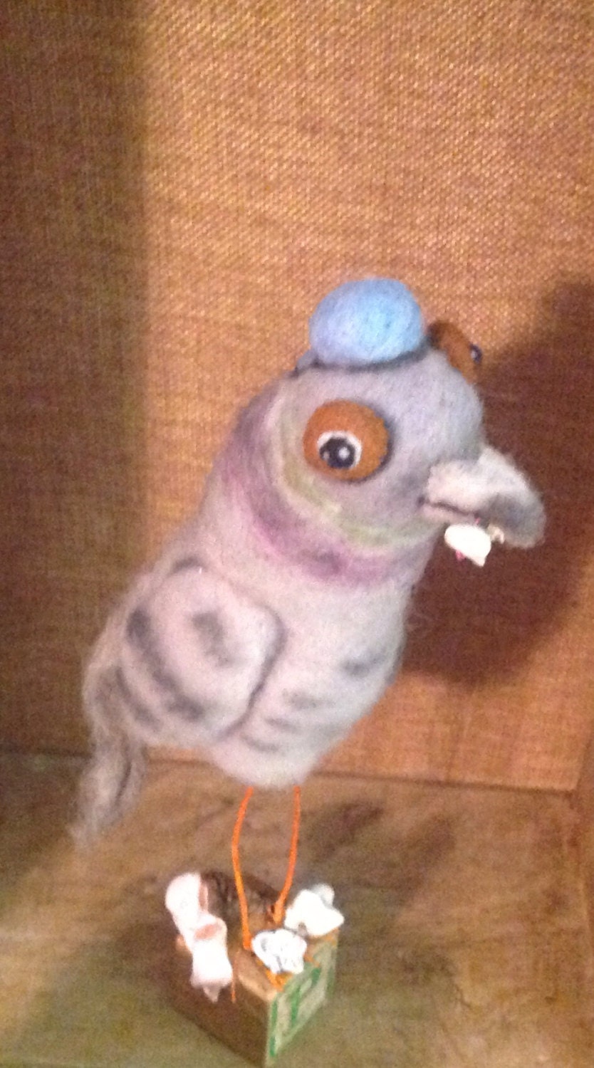 LA Pigeon Ooak needle felted doll