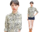vintage PYTHON pattern silk top xs