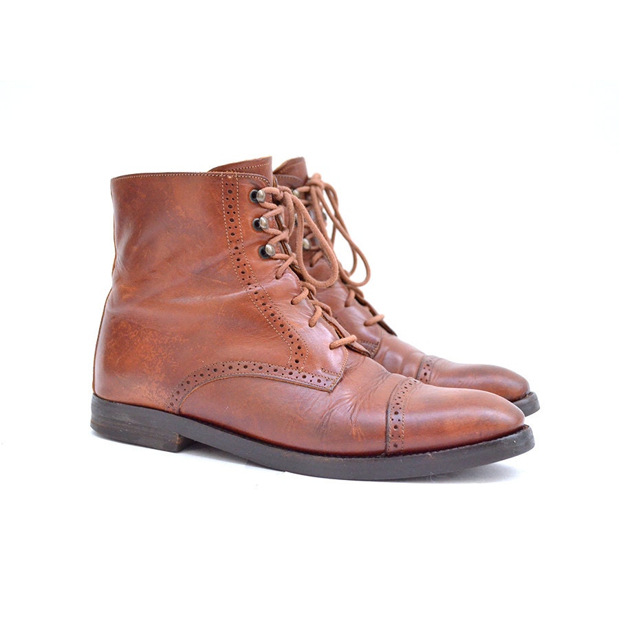 size 8.5 vintage brown Italian leather Cole Haan lace up boots