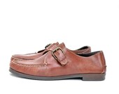 size 9.5 brown leather flats with buckles