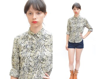 vintage PYTHON pattern silk top xs