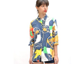 vintage silk ornate Ralph Lauren NAUTICAL top