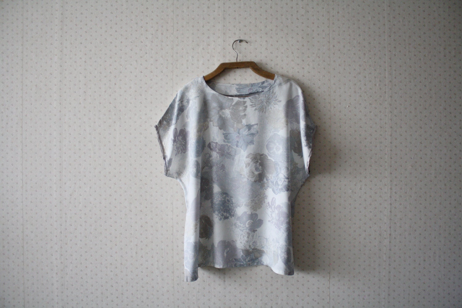vintage 1980's romantic soft pastel blue blouse