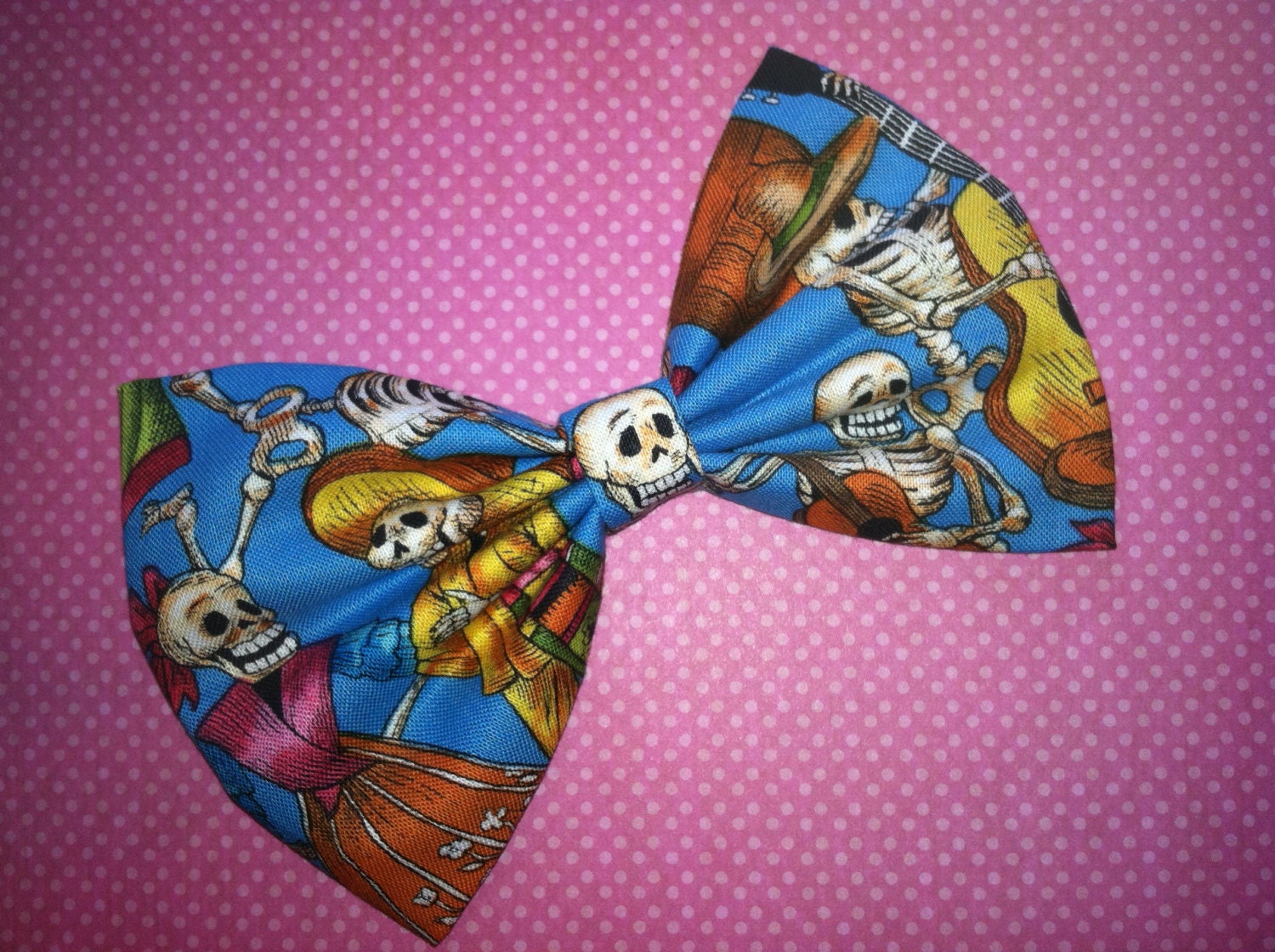 Day of the Dead Fabric Hair Bow - Dia de los Muertos - Alexander Henry - Skeletons