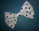 Black and White Polka Dot Fabric Hair Bow