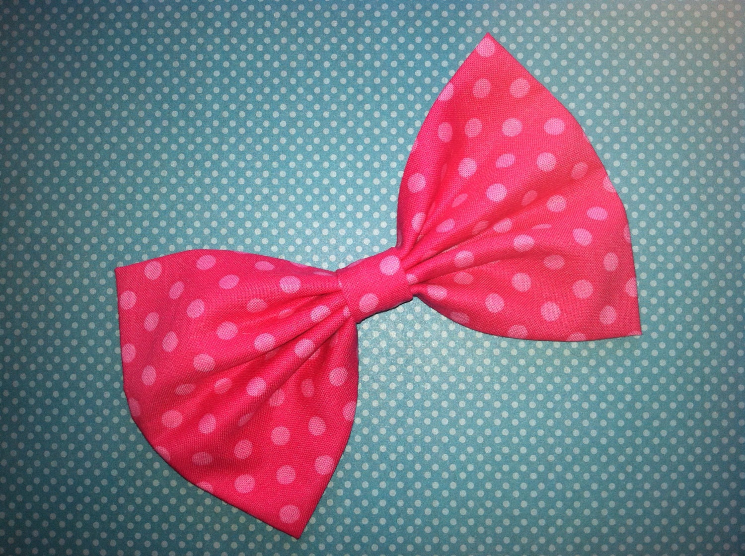 Pink Polka Dot Fabric Hair Bow