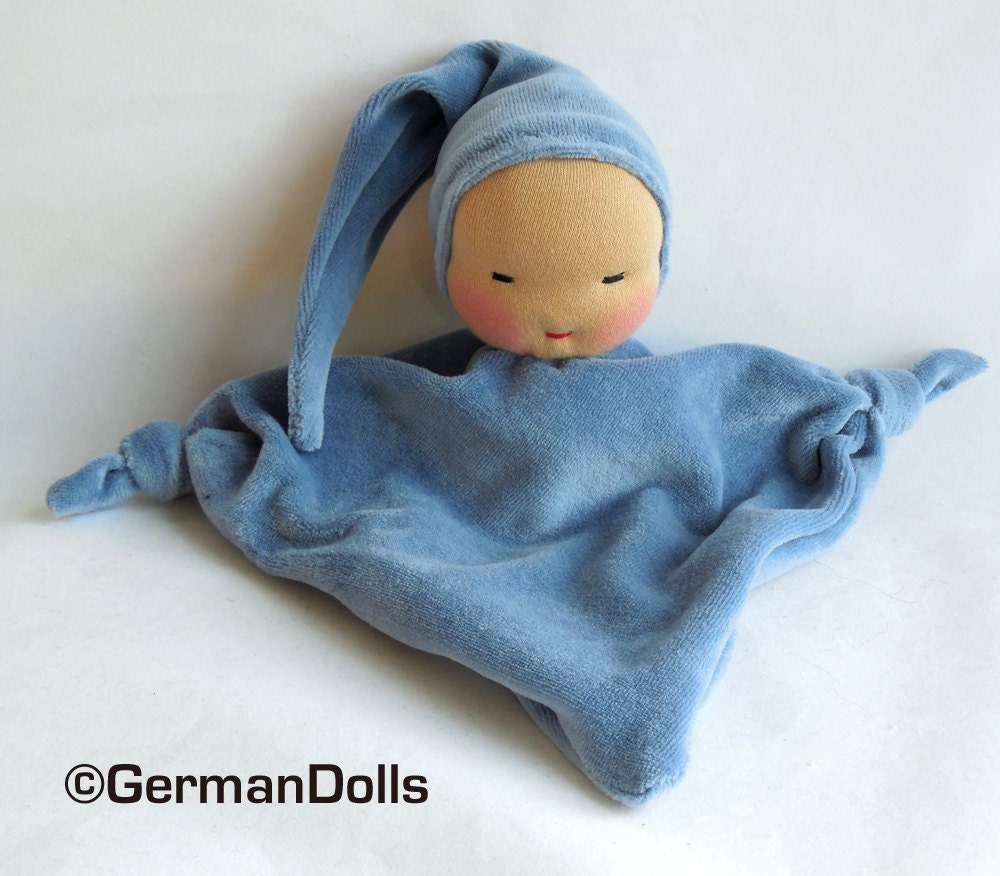 10 inch Waldorf Toy, Denim Superstar - German waldorf style Blanket Doll - for boys