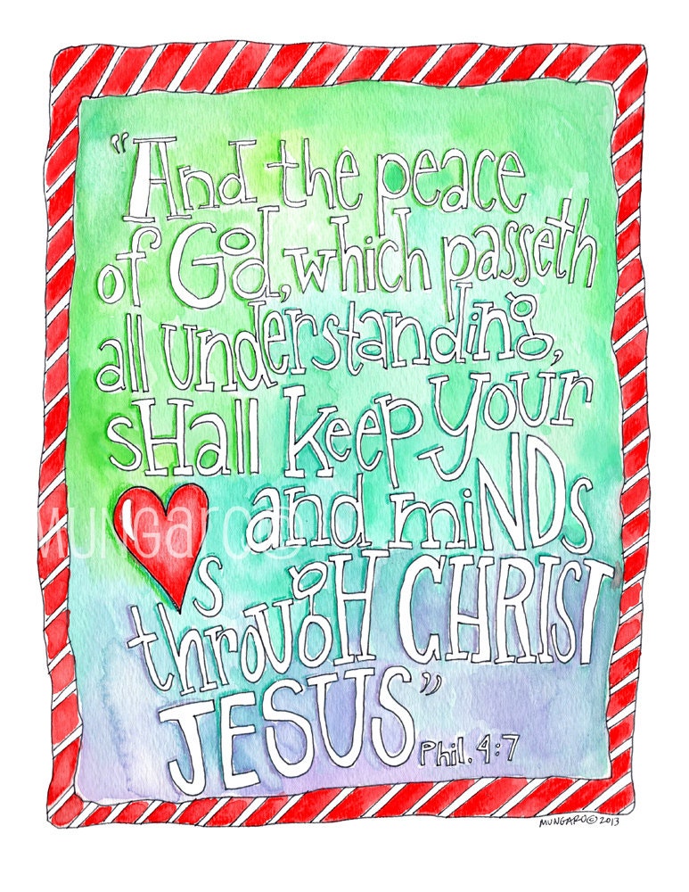And the Peace of God scripture watercolor painting art print by Marley Ungaro