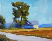 Original Landscape Oil Painting, Farm Road, Barn Scene, 8x10 on Gallery Canvas, Rural Landscape, Wall Decor
