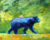 Original Abstract Bear Painting, 9x12 Acrylic on Canvas, Wild Animal, Forest Creature, Woodland Wall Decor