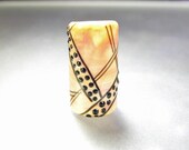 Dreadlocks Large Hole Lampwork Glass Bead Tan Geo SRA