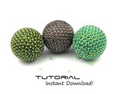 Beaded Bead Tutorial JUPITER 34mm Pattern Instructions Beadweaving Peyote To Cover 30mm Beads