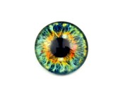 Handmade Glass Eye Cabochon, 20mm, Teal Blue and Orange, Premium Quality: STARGAZING
