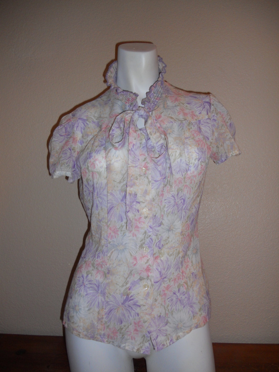 Vintage 70s BYER floral sheer blouse top   hippie hippy boho bohemian gypsy