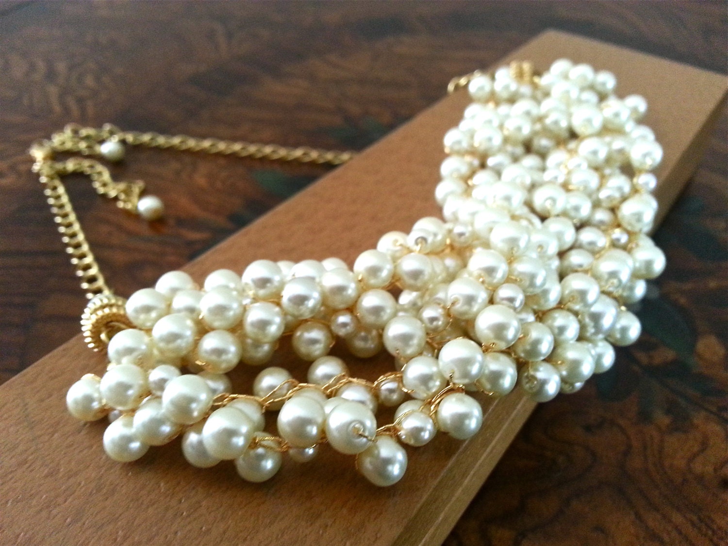 Bridal Pearl Necklace, Statement Wedding Jewelry, Chunky Bib Necklace for The Bride,Vintage Wedding Jewelry, Pearl Necklace, STEPHANIE