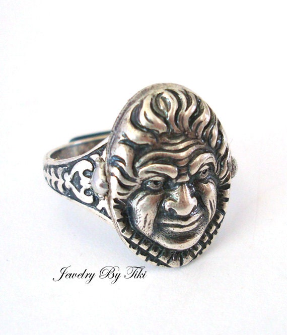 Gothic Jewelry Ring, The Wise One, A Unique Ring With Vision, Wisdom and Darkness, Sterling Silver Ox, Adjustable, Metal Bonded NOT Glued