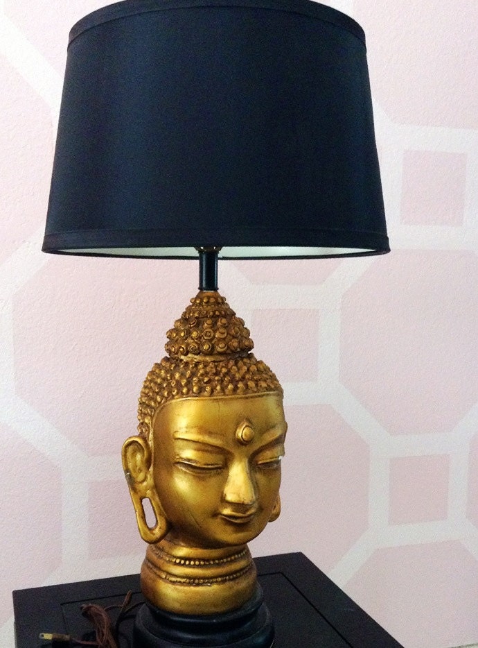 Gilt Hollywood Regency Buddha Head Lamp
