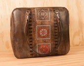 Duomo Travel Bag - Leather in Sage, Red and antique black