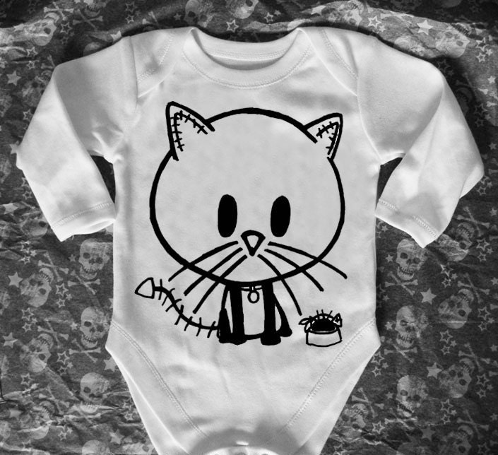 Zombie kitty cat Onsie All in one vest by Rockythezombie