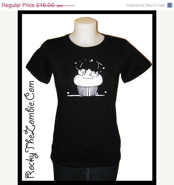 40% OFF Regular OR Slash neck Magic Cupcake Baker Rocky The Zombie t-shirt in black
