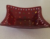 Red Serviong Bowl - Crimson and Flowers-