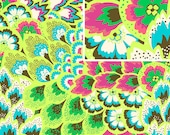 Amy Butler Fabric Soul Blossoms Peacock Feathers Bright Pear Pink Green 1 yard --More Available