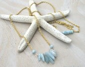 Long Layering Auquamarine Tusk Necklace - Boho Hippie Chic