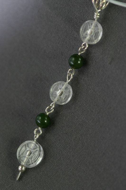 Jade and Quartz Y-Pendant