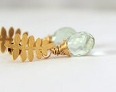 20% off sale Green amethyst gold willow branch earrings prasiolite