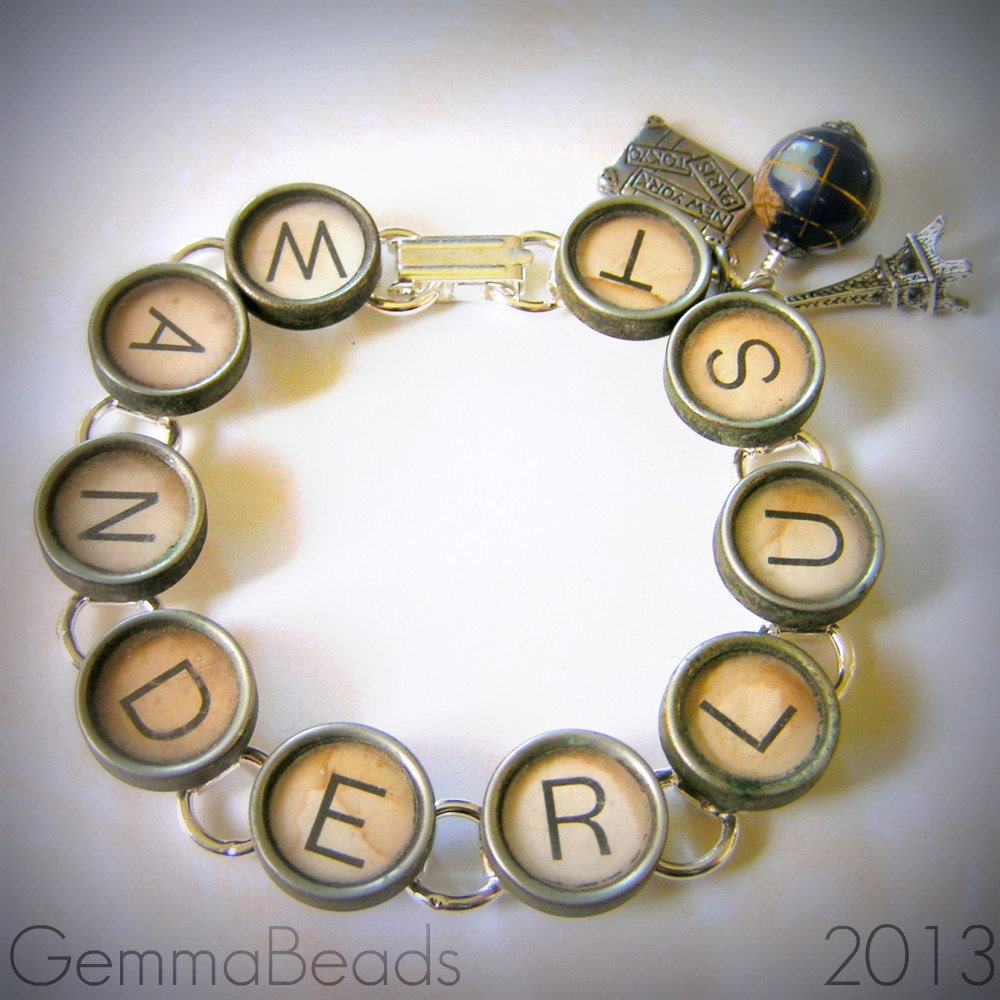 WANDERLUST - Vintage Typewriter Key Bracelet