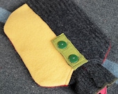 FREE SHIPPING Hot Water Bottle Cover Upcycled Wool Sweater Hottie Cover-Yellow, Grey and Red
