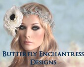 Hair Flower Wreath, Wedding Hair Accessories, Bridal Flower Crown - Bohemian Anemone Flower Bridal Halo - Ivory Sage